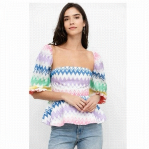 YUMI Kim “Eliza” Embroidered Puff Sleeve Top